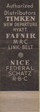 Matchbook Cover - Pruyn Bearings Philadelphia PA Timken