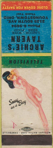 Matchbook Cover - Archie's Tavern Youngstown OH Pinup WORN