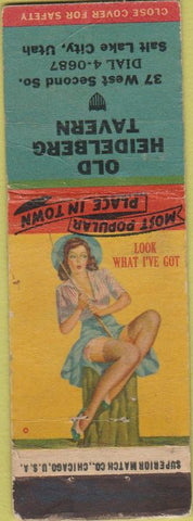 Matchbook Cover - Old Heidelberg Tavern Salt Lake City UT pinup WORN