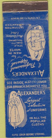 Matchbook Cover - Alexander's Uniforms Girlie Hosiery Chain WORN