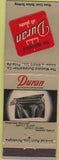 Matchbook Cover - Duran Plastics Upholstery Philadelphia PA