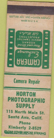 Matchbook Cover - Horton Photography Supply Santa Ana CA