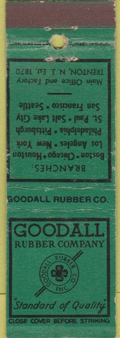 Matchbook Cover - Goodall Rubber Co Trenton NJ