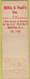 Matchbook Cover - Millie  and  Paul's Newton NJ