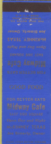 Matchbook Cover - Midway Cafe McKinney TX