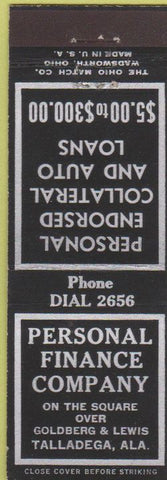 Matchbook Cover - Personal Finance Co Talladega AL