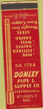 Matchbook Cover - Donley Pipe Supply Co St Louis MO
