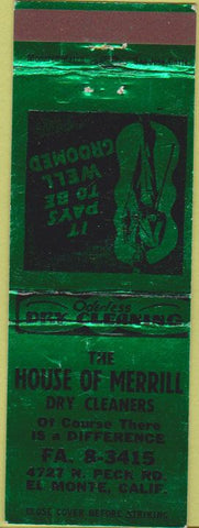 Matchbook Cover - House of Merrill Dry Cleaners El Monte CA