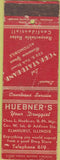 Matchbook Cover - Huebner's Drugs Elmhurst IL Arrow WORN