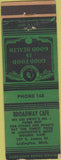 Matchbook Cover - Broadway Cafe Ludington MI