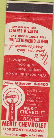Matchbook Cover - Merit Chevrolet Chicago IL