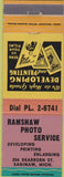 Matchbook Cover - Ramshaw Photo Service Saginaw MI