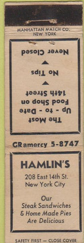 Matchbook Cover - Hamlin's New York City Safety First WEAR