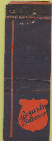 Matchbook Cover - Leonards Belveder Federal Syracuse NY WORN LONG