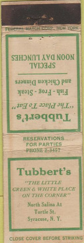 Matchbook Cover - Tubbert's Syracuse NY Federal Long WEAR