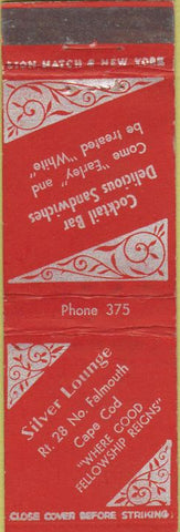Matchbook Cover - Wilver Lounge Cape Cod MA Long deco