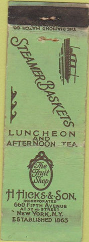 Matchbook Cover - H Hicks Son New York City Steamer Baskets Long