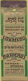 Matchbook Cover - Maxferd's Diamonds San Francisco CA long
