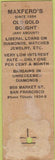 Matchbook Cover - Maxferd's Diamonds San Francisco CA long
