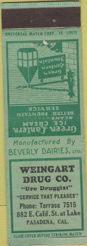 Matchbook Cover - Weingart Drug Pasadena CA Universal long