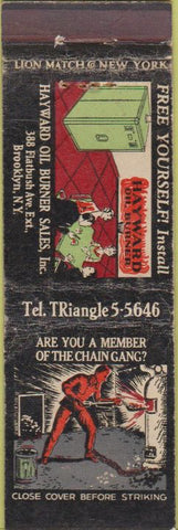 Matchbook Cover - Hayward Oil Burner Brooklyn NY long