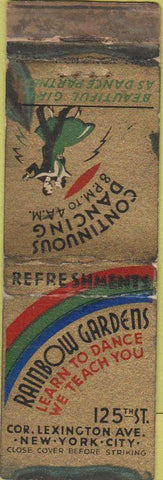 Matchbook Cover - Rainbow Gardens New York City girlie long WORN