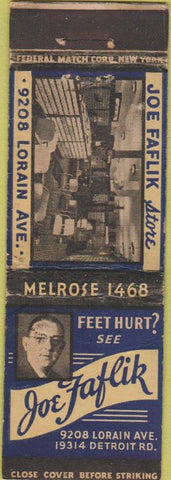 Matchbook Cover - Joe Faflik Cleveland OH Federal Long WEAR Cleveland OH
