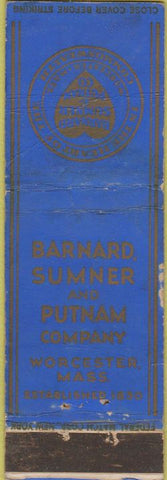 Matchbook Cover - Barnard Sumner Putnam Co Worcester MA Federal long WEAR