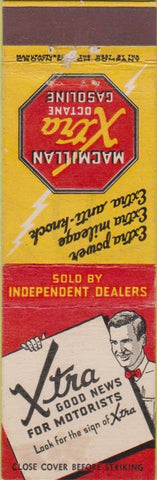 Matchbook Cover - Macmillan Man Motor Oil Crown Match 1930s