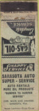 Matchbook Cover - Sarasota Auto Pure oil gas FL POOR
