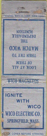 Matchbook Cover - Match Wico Ignitiion Springfield MA Federal POOR long