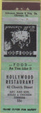 Matchbook Cover - Hollywood Restaurant Advance Match NO TOWN