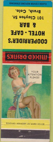 Matchbook Cover - Cooperrider's Hotel Cafe Bar Brush CO pinup