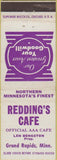 Matchbook Cover - Redding's Cafe Grand Rapids MN