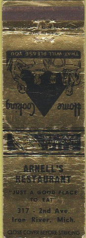 Matchbook Cover - Arnell's Restaurant Iron River MI WORN