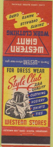 Matchbook Cover - Western Giant Work Clothes Overalls