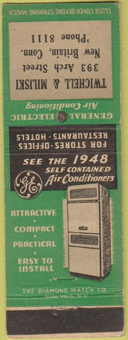 Matchbook Cover - GE Air Conditioners 1948 Twichell Miliski New Britain CT