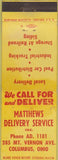 Matchbook Cover - Matthews Delivery Service Columbus OH WEAR