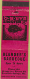 Matchbook Cover - Blender's BBQ Excelsior Springs MO