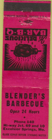 Matchbook Cover - Blender's BBQ Excelsior Springs MO