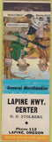 Matchbook Cover - Lapine Highway Center Lapine OR