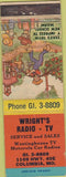 Matchbook Cover - Wright's Radio Tv Columbia MO hillbilly WEAR