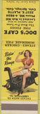 Matchbook Cover - Doc's Cafe Colorado Springs CO pinup WEAR SAMPLE