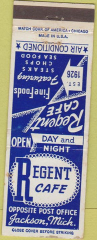 Matchbook Cover - Regent Cafe Jackson MI