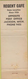 Matchbook Cover - Regent Cafe Jackson MI