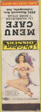 Matchbook Cover - Menu Cafe Indianapolis IN pinup WEAR