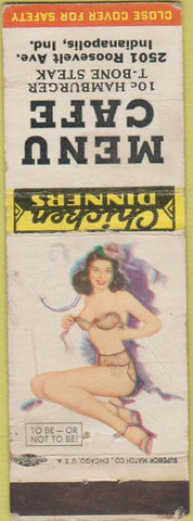 Matchbook Cover - Menu Cafe Indianapolis IN pinup WEAR
