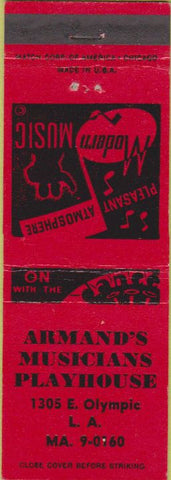 Matchbook Cover - Armand's Musicans Playhouse Los Angeles CA
