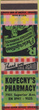 Matchbook Cover - Kopecny's Pharmacy NO TOWN