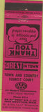 Matchbook Cover - Town and Country Tourist Court Iron Mountain MI